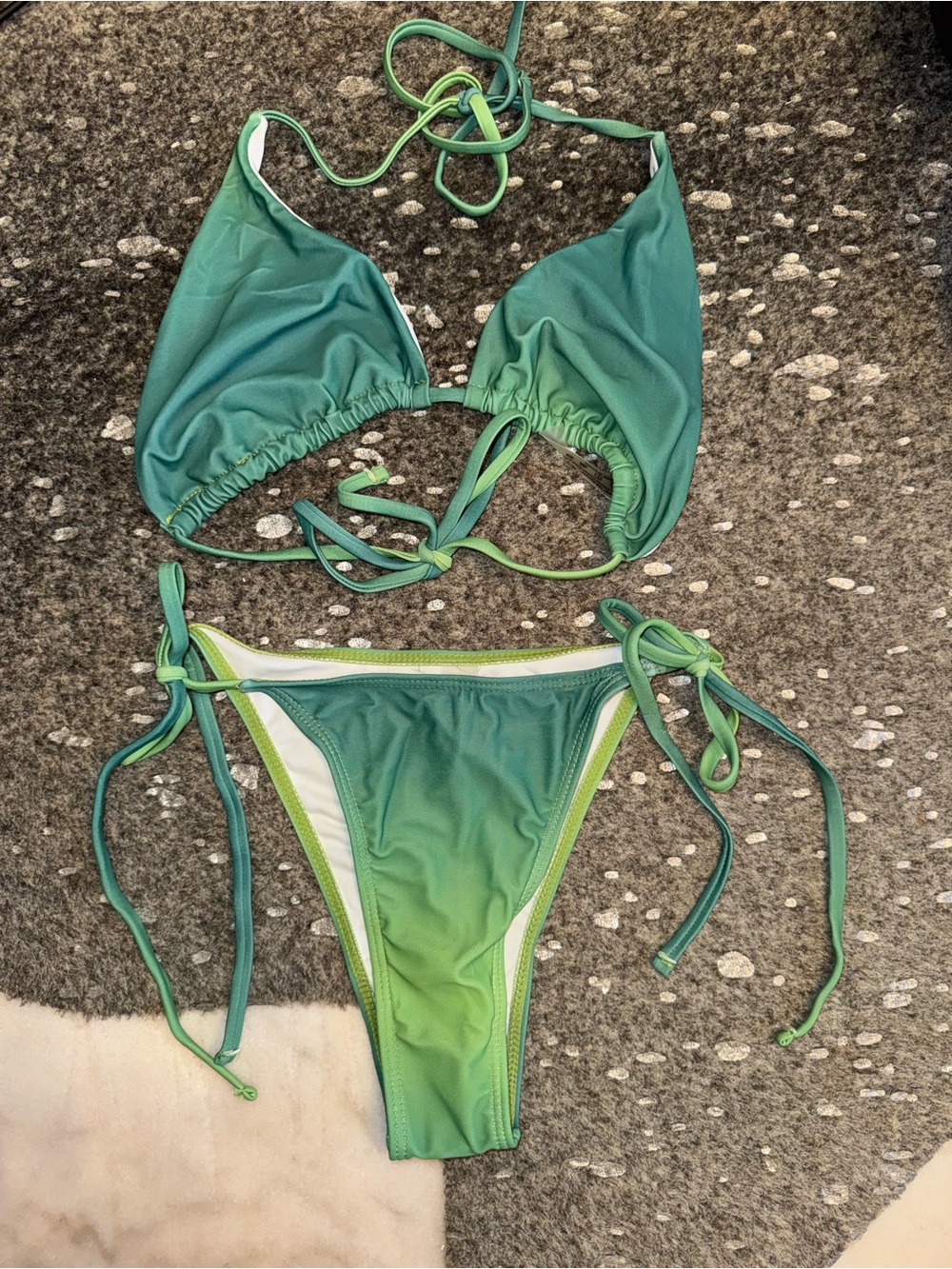 Green Ombre Tie-Side Bikini Set